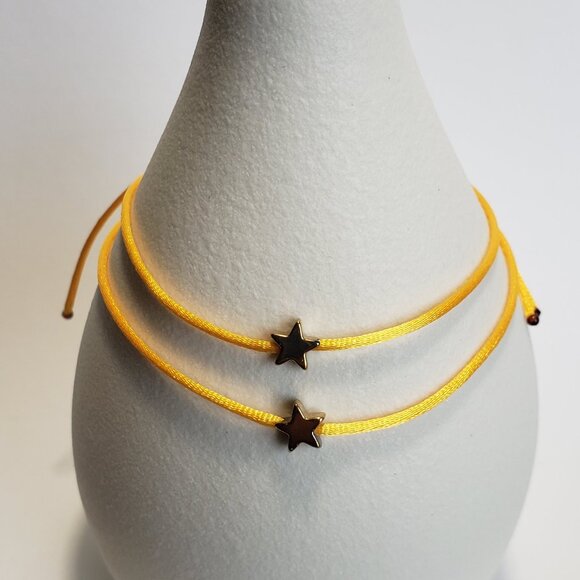 SET of 2 LUCKY STAR Yellow String Kabbalah Tibetan Buddhist Adjustable BRACELET - Picture 5 of 5
